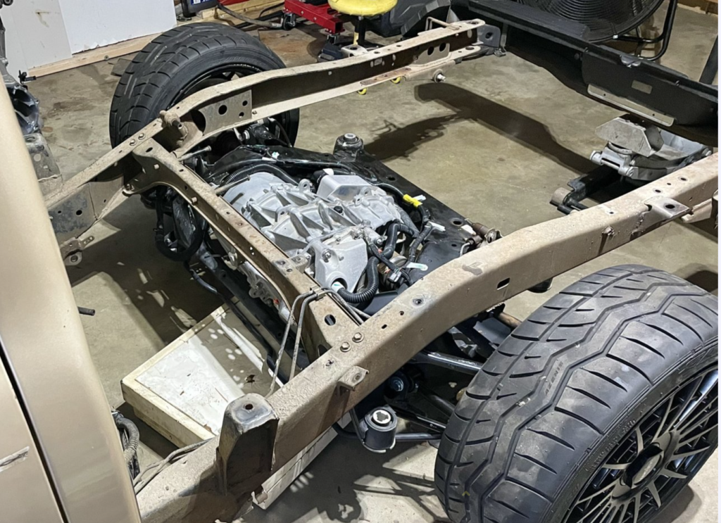Tesla motor installed in Toyota Tacoma
